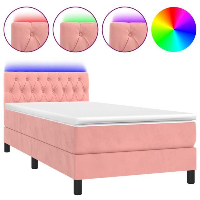 Sommier à lattes avec matelas - Maison Exclusive - 90x190 cm - LED Rose - 1 place