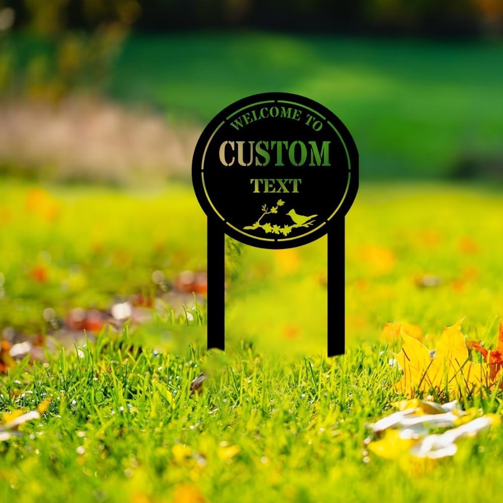 Metal Garden Stake Birdhouse Sign Lawn Art Outdoor Home Decor Gift