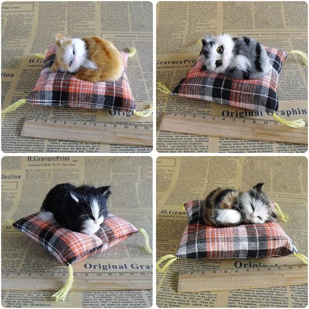 Cloth Plush Simulation Fur Cat Kawaii Kitty Cute Animal Doll Mini Sleeping Cats Toy  Home Decor