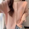 Spring and Autumn new crew neck knitted jacket for women to wear with gentle temperament short thickened sweater cardigan