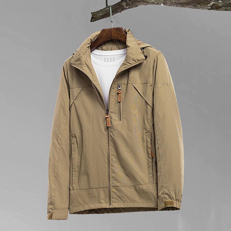 

Men s Slim Fit Stand Collar Jacket - Casual Trendy Outerwear for Youth M хакі