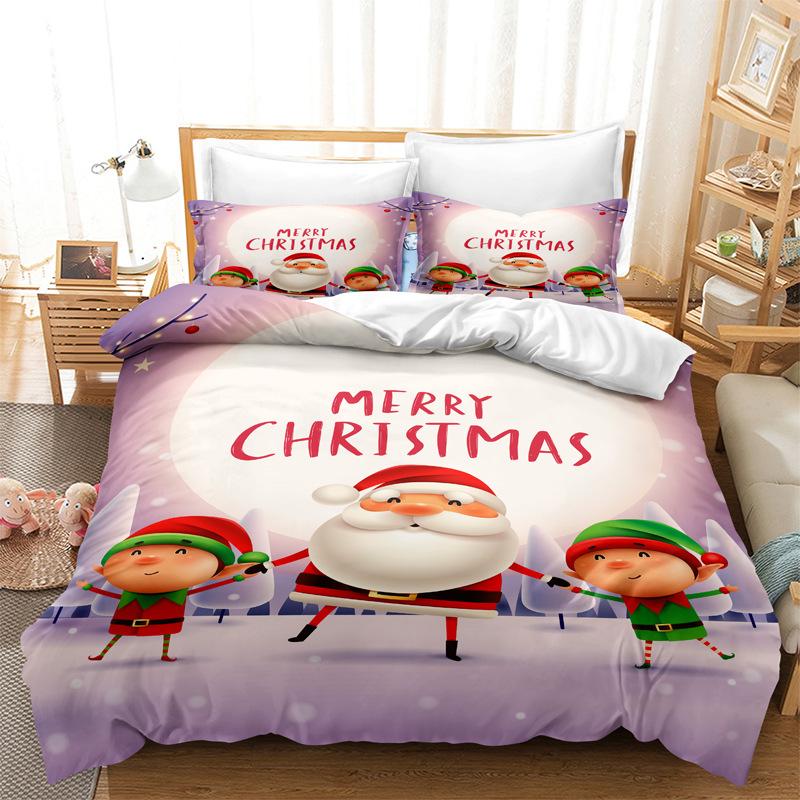 

Christmas stripe Duvet Cover Set Christmas Celebration Winter Bedding Set With Zipper Ties For All Season Double Queen King 135x200cm