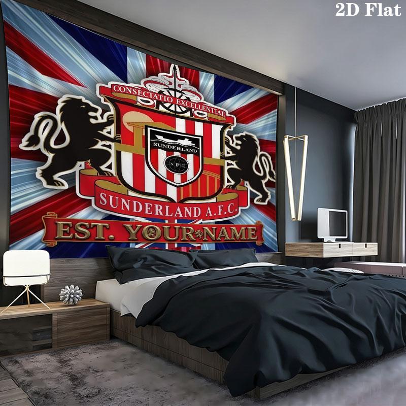 Sunderland A.F Custom Name Wall Tapestry Aesthetic Wall Hanging Printed Fabric Blanket Decorative Tapestries for Bedroom Living Room Home Decor