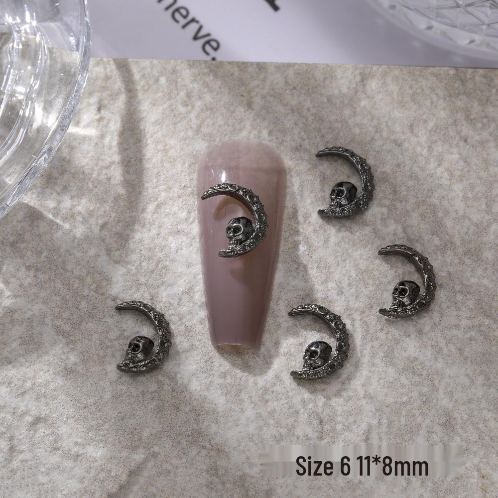 

Ретро Темный Хром Хэллоуин Нейл-Шармы: Ангел, Череп, Панковское Сердце