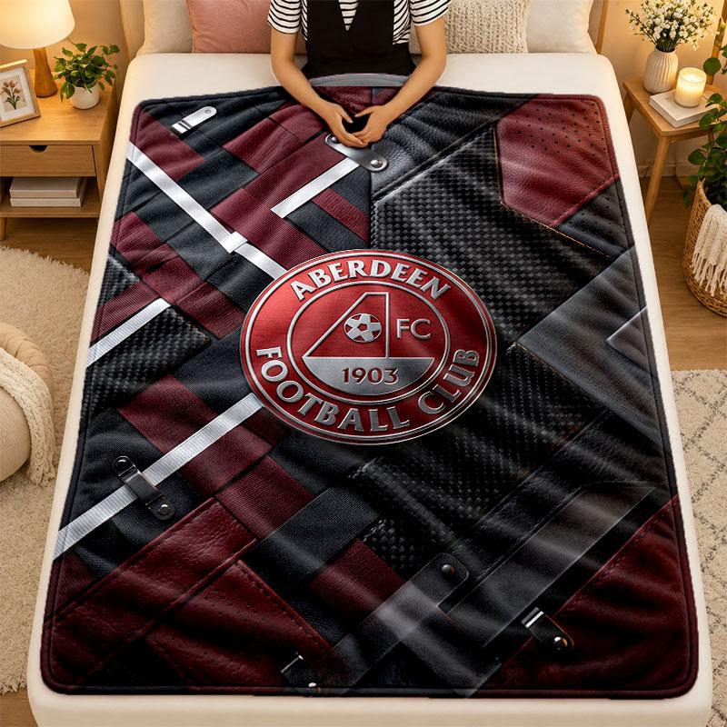 Flannel BlanketAberdeen FC Warm Soft Throw Blanket for Indoor Sofa Bed Living Room Use