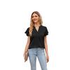 Sommer T-shirt Europäischen und Amerikanischen Neue Produkt frauen Satin V-ausschnitt Rüschen Ärmeln Mode Büro Arbeit Top S-2XL
