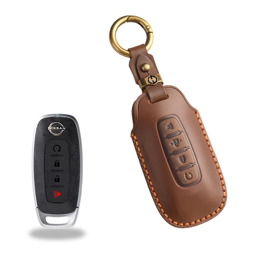The Retro Key Cover Is Suitable For Nissan Xuanyi Teana Exploration Lu Xiaoke Qijun Jinke Genuine Leather Keychain.