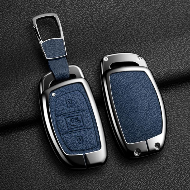 Zinc Alloy Leather Car Key Holder For Hyundai Tucson Elantra Creta Sonata Ix35 Ix45 I40 I30 I20 I10 Ioniq Accent Creata Key Fob