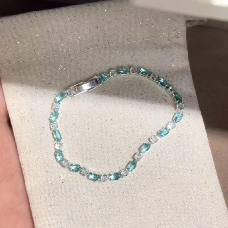 Shiny Colorful Crystal Bracelet for Women Sparkling Zircon Accent Chain Anti-allergy Jewelry for Night Out Party Birthday Gift