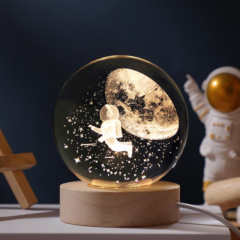 Crystal Ball Starry Night Light: Luminous Glass Solar System Ornament - Perfect Birthday Gift for Women
