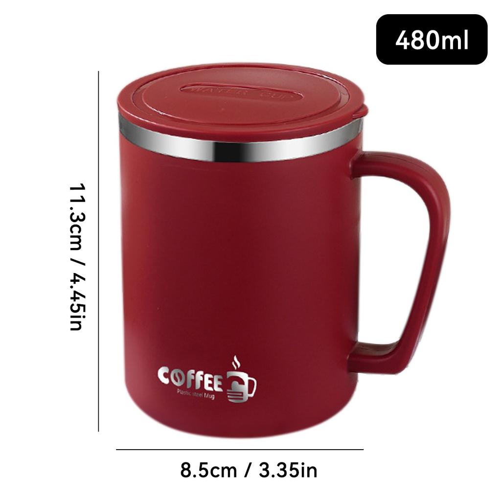 Insulated Travel Coffee Mug with Lid and Handle 304 Stainless Steel Tumbler Portable Leakproof Thermal Cup Tea Water Bottle