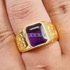 Amethyst Emerald Cut Gemstone With 925 Sterling Gold Plated Ring For Men's #B722 JL375692767213