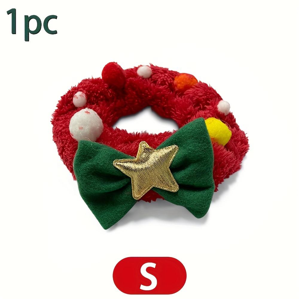 

1PC Christmas Cat Collar Scarf Bow Tie - Cute Pet Photo Accessories for Teddy Bichon Pomeranian & All Cats - Random Colors S рожевий