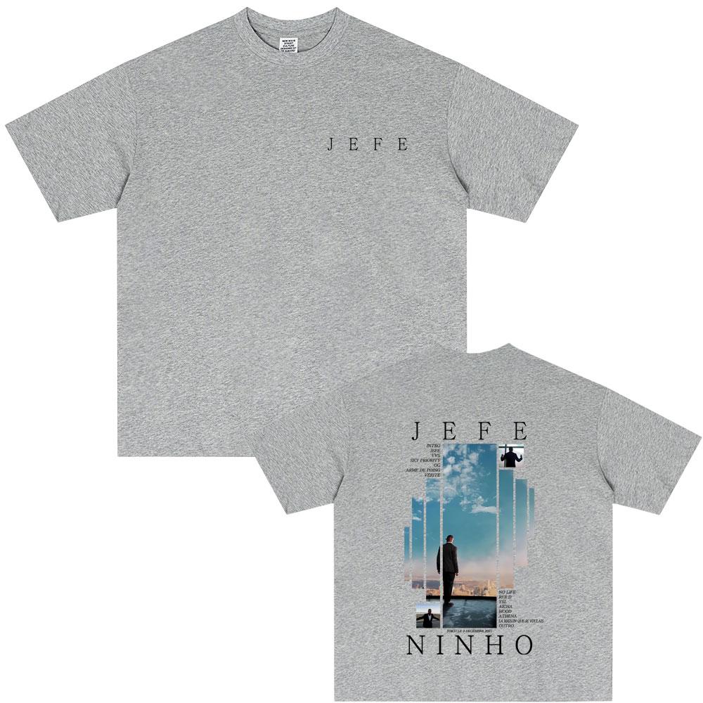 Rap Singer Ninho Jefe Pattern T-shirt 2025 Summer Men's Women's Fashion Super Street Headwear Hip-hop Pop Music Cotton T-shirt