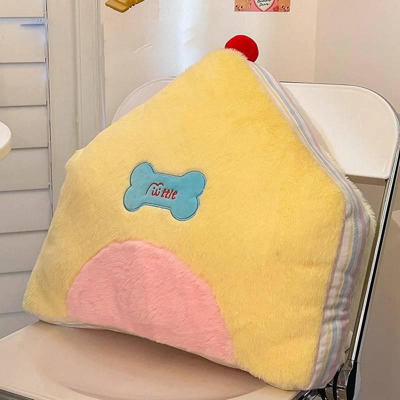 Cartoon House Geometric Plush Toy With Embroidery Sofa Cushion Decor Doll Gift