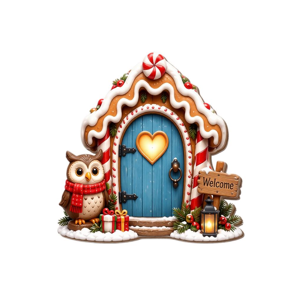 Christmas Door Wooden Wall Decal, House Wood Sign, Holiday Wall Decor