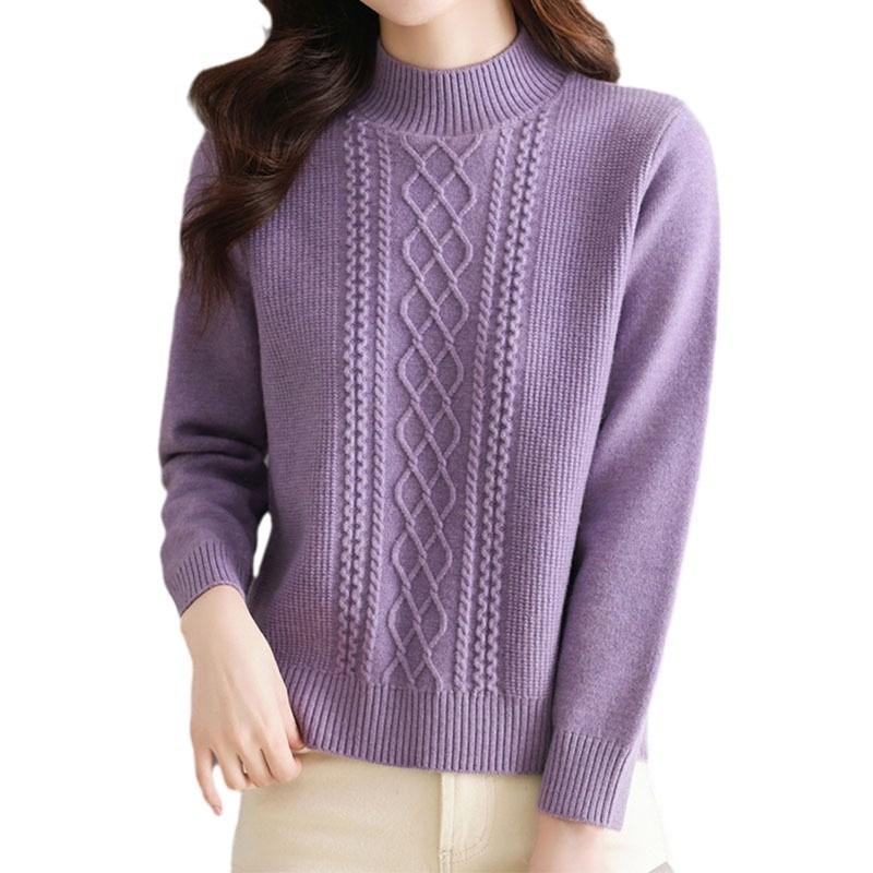 Red Twist Bottoming Knitted Sweater Autumn and Winter Simple Basic New Thick Short Solid Color Semi-turtleneck Inner Sweater Women