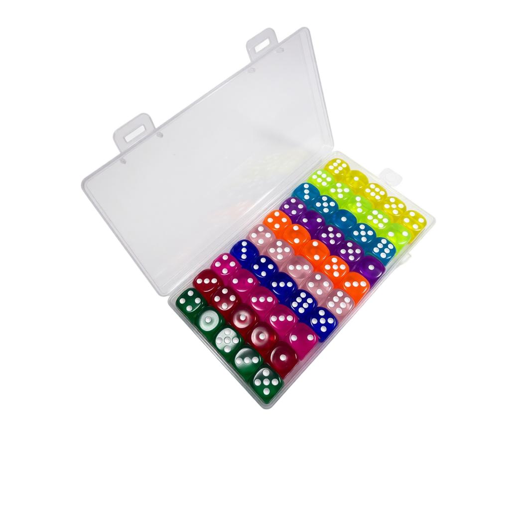 50 Piece Dice Set 14mm Six Sided Colored Dice, 10 Assorted Colors (5 Each), for Tabletop Games, Party Favors and Board Games