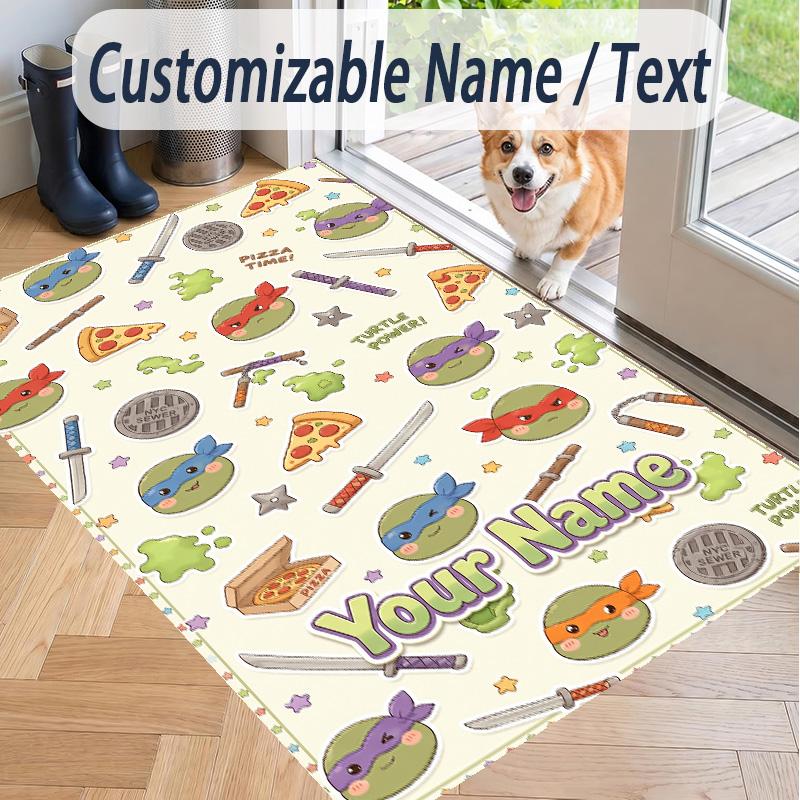 Custom Text Teenage Mutant Ninja Turtles Pattern Floor Rug Soft Indoor Carpet Mat Living Room Bedroom