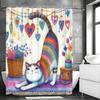 Cute Cat Love Flower and Grass Collage Art Shower Curtain, Bathroom Decorative Shower Curtain, Waterproof Shower Curtain with Ho