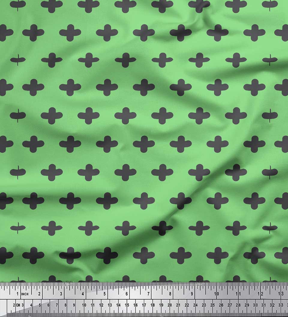 

Soimoi Green Japan Crepe Satin Fabric Plus Sign Geometric Fabric Prints By metre 42 Inch 42 Inch Wide - Poly Crepe зелений