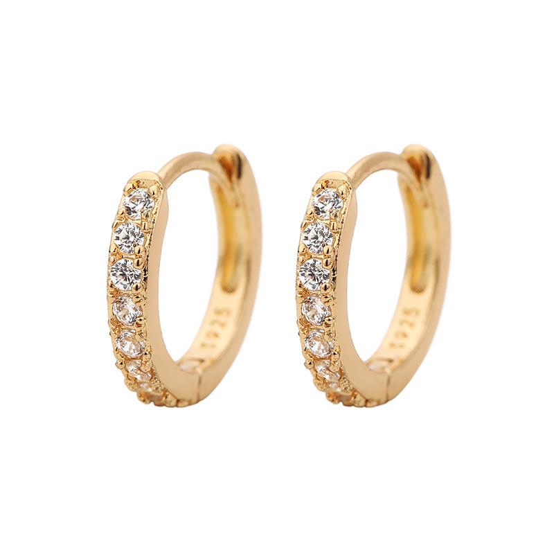 Mini Diamond-Studded Rose Gold Ear Cuff Hoop Earrings, Available In 5-9mm Sizes