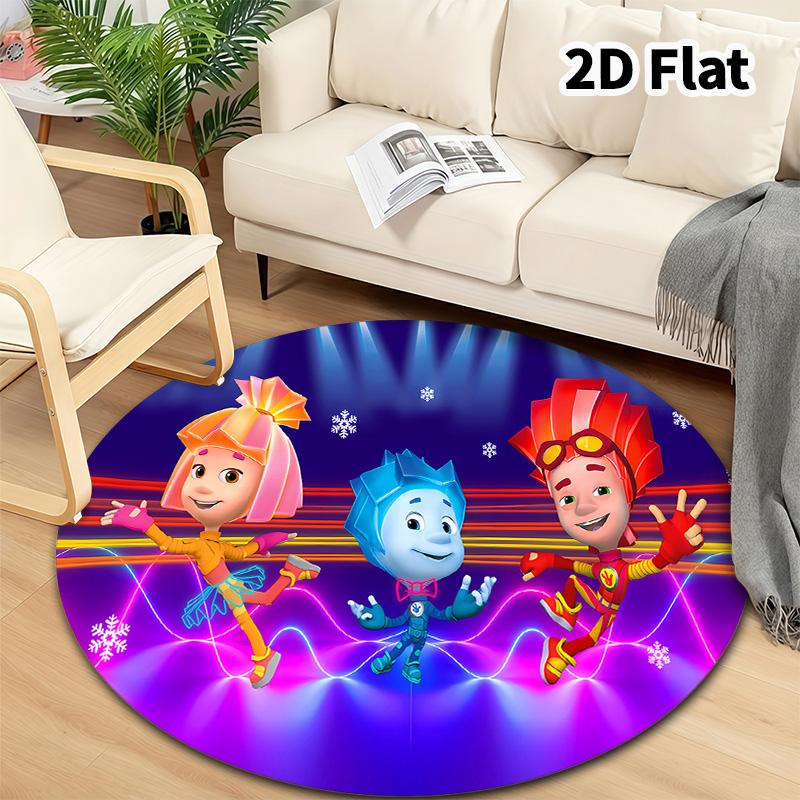 The Fixies Round Area Rug Carpet Rug For Living Room Bedroom Sofa Playroom Decor Nonslip Floor Mat