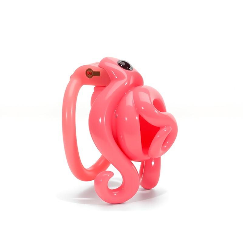 Mini Octopus Shaped Male Chastity Cage Equipped with 4‑Size Locking Rings Elastic Belt Anti Slip SM Sissy Birdcage Lock Alutdtoy