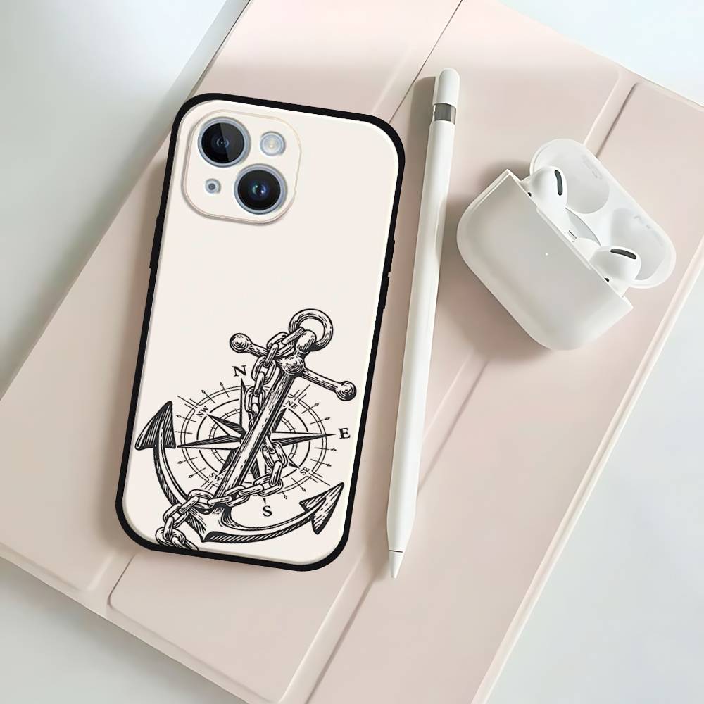 Fashion Vintage Compass Black Phone Case That Fits For IPhone 17,16,15,11,13,14 Pro Max,Plus,X,Xr,Xs Max,13Mini