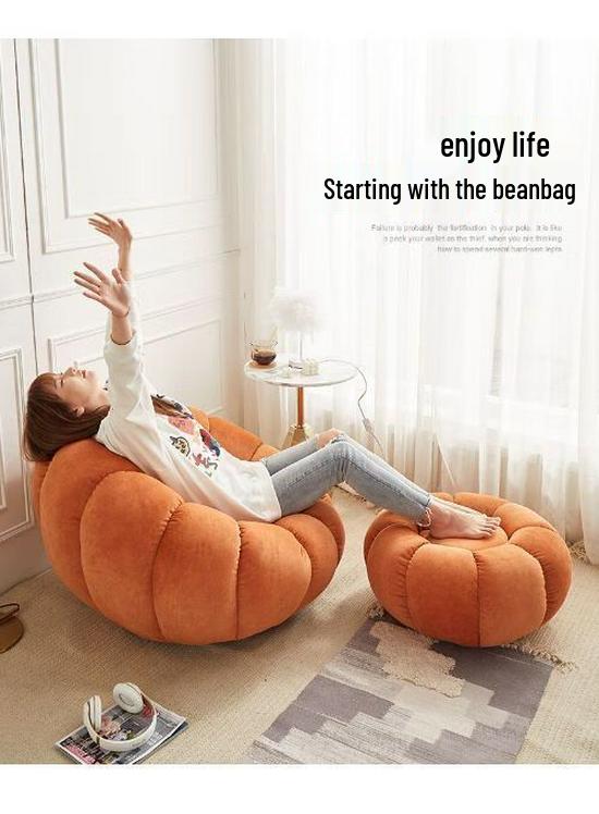 Cozy Pumpkin Single Sofa Chair: Recline & Relax in Lamb Wool Fabric
