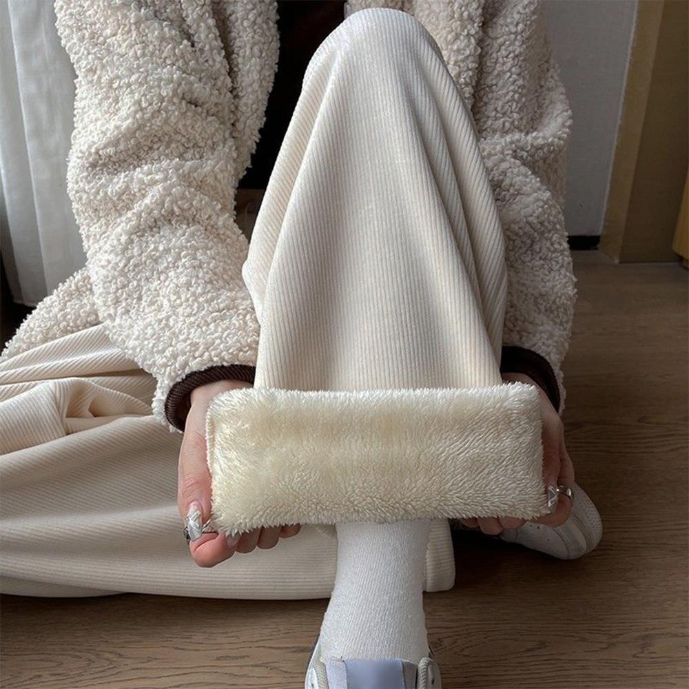 Dámské plus sametové manšestrové kalhoty ležérní sportovní kalhoty s širokými nohavicemi pro ženy korejské zimní oblečení 2024 tepláky silné kalhoty