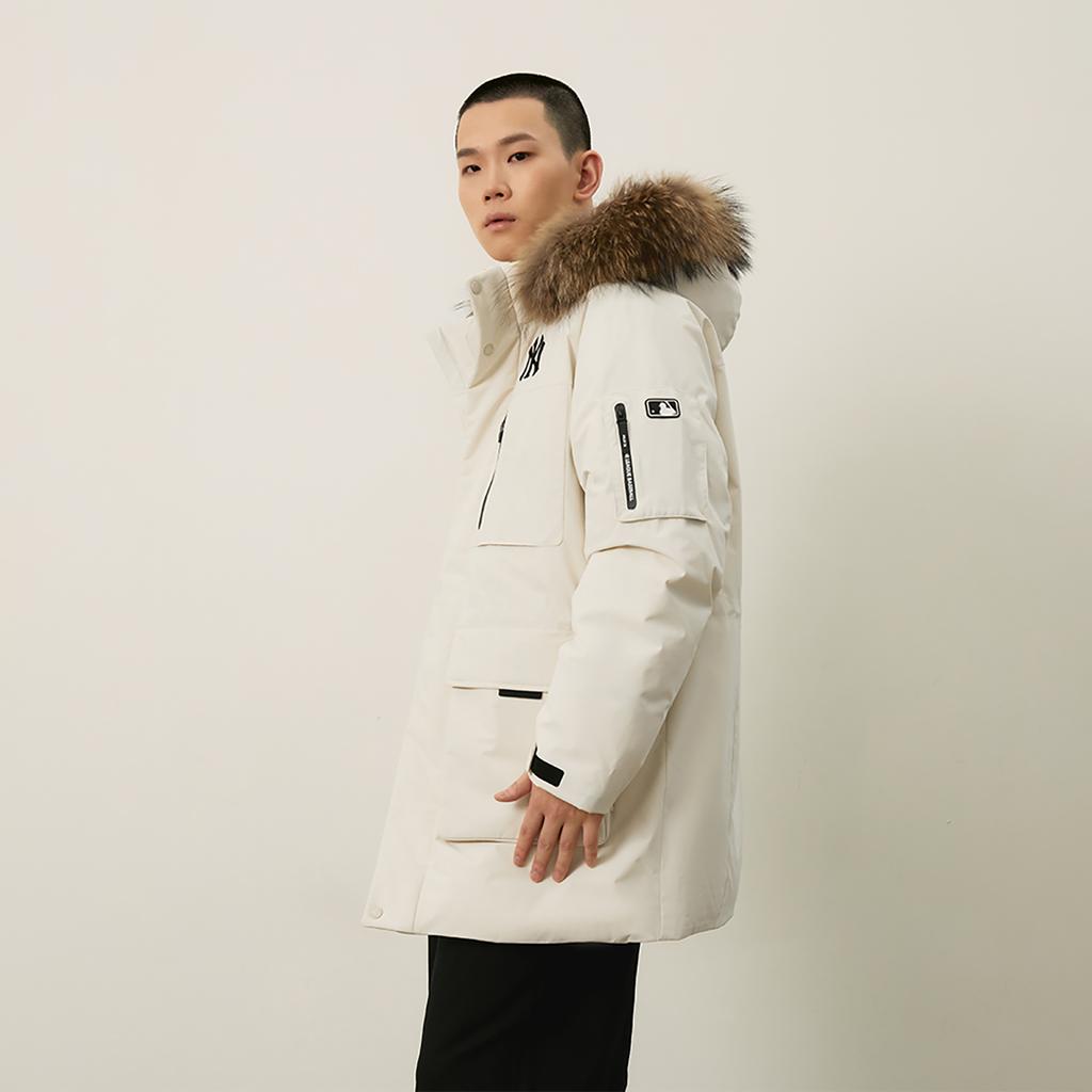 New MLB New York Yankees Basic Collection FW24 Down Jacket Unisex Dark Cream 3ADJB1346-50CRD