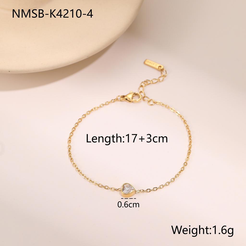 Fashion Versatile Heart Shaped Zircon Bracelet With Round Diamond Accents Elegant Jewelry