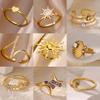 Gold Color Exaggerated Sun Rings For Women Goddess Stainless Steel Bague Jewelry Fashion Anniversary Party Lucky Anillos Gifts