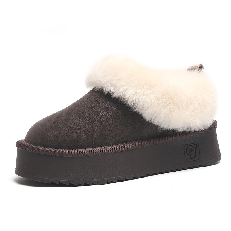 

Зимние женские угги из натурального меха, новые, удобные и теплые, на платформе, повседневные, с коротким голенищем, ленивые пушистые туфли 40