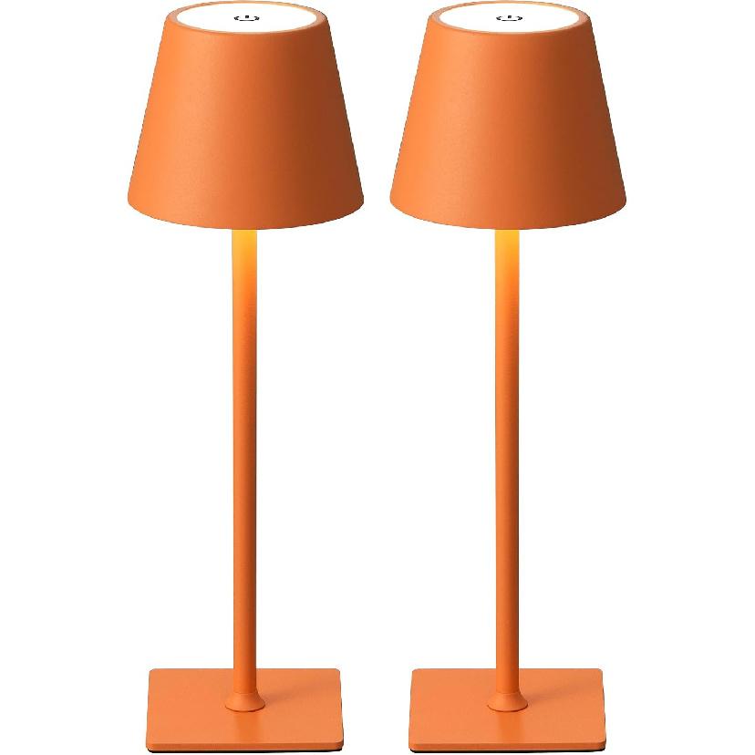 KDG 2 Pack Cordless Black Table Lamps, Rechargeable Portable LED Desk Lamps | 5000mAh Battery Operated 3 Color Stepless Dimming Up for Restaurant,