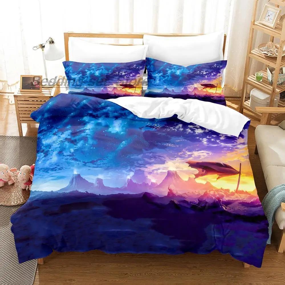 Tengen Toppa Gurren Lagann Bedding Set Single Twin Full Queen King Size Bed Set Aldult Kid Bedroom 3D Anime Bed Sheet Set