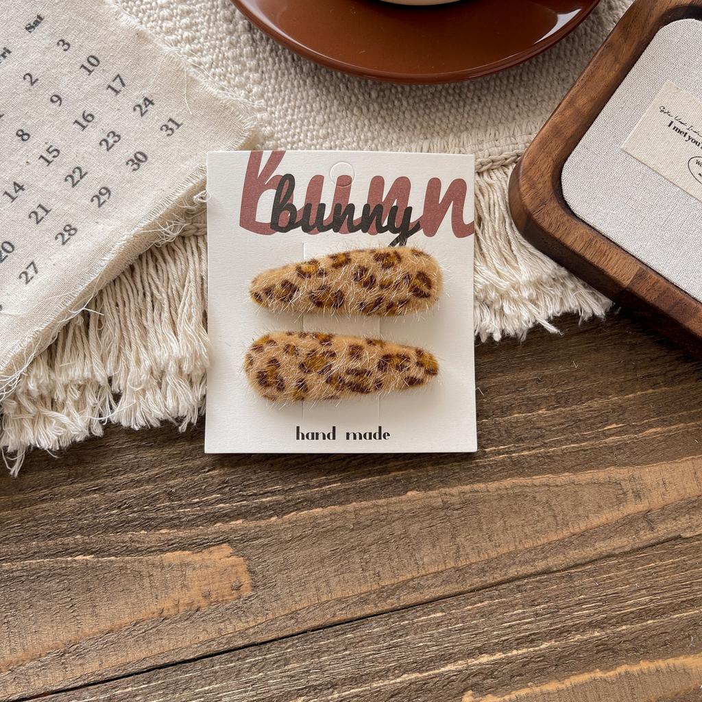 2 Τεμάχια Γλυκό Δροσερό Βελούδινο Λεοπάρ Παιδικό BB Κλιπ Κορεάτικο Χαριτωμένο για Μικρά Κορίτσια Ατακτες Τρίχες Φράντζες Πιάστρα Αξεσουάρ Styling Μαλλιών