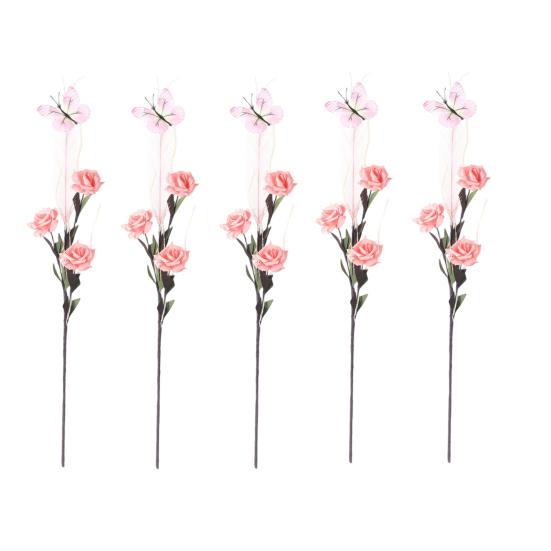 

5Pcs Artificial Flower Realistic Silk Butterfly Reed Grass Decorative Faux Floral Arrangement for Home Living Room Bedroom Wedding Party Decor розовый