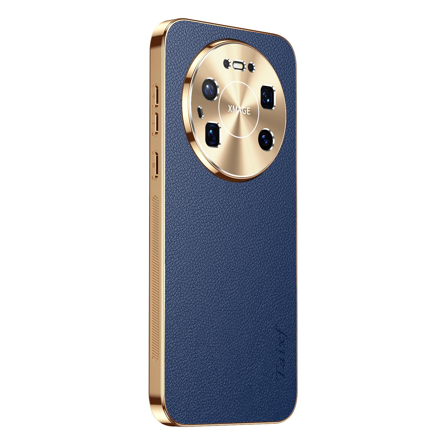 

Чехол для Mate 80 Pro Max Кожаная текстура Узор личи Гальваническое покрытие Противоударный чехол для Huawei Mate 80Pro Max Чехлы с защитой объектива Huawei Mate 80 синий