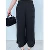 Miss Biggie European and American Plus size Slimming Versatile Comfortable Chiffon Pocket High Waist Capri Straight Wide Leg Pants