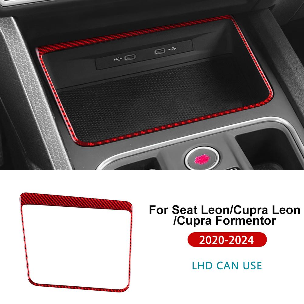 For Seat Leon MK4 Cupra Leon Cupra Formentor 2020-2025 2025 2025 Soft Carbon Fiber Sticker LHD RHD Car Wireless Charging Frame
