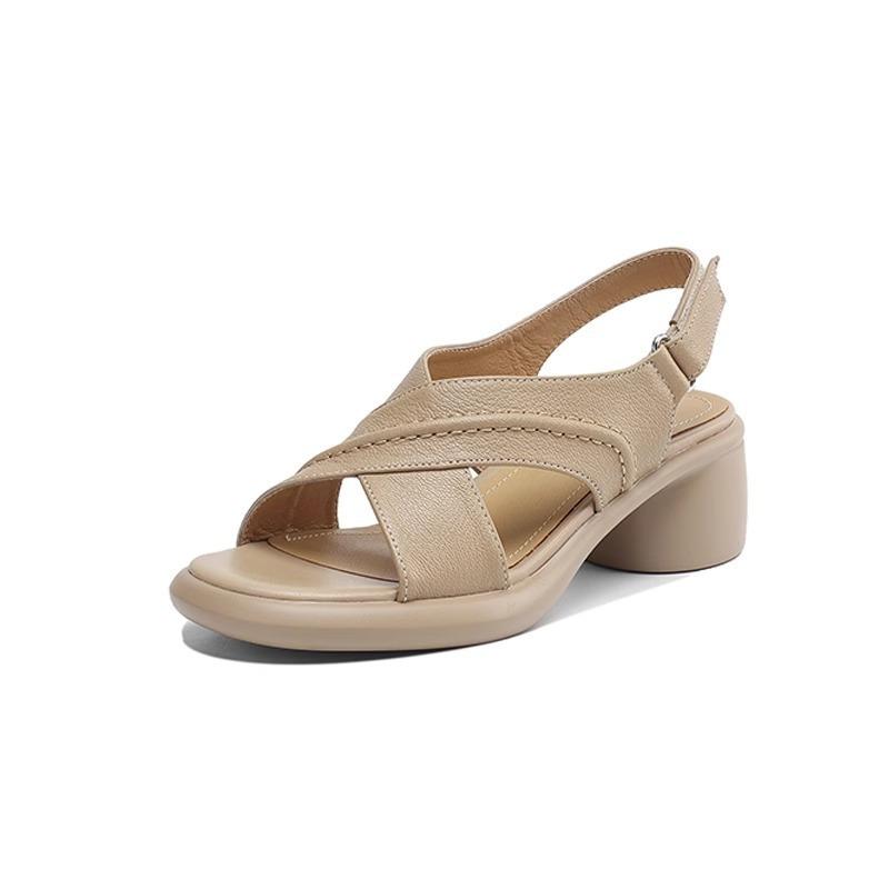 New Style of Women's Sandals with Medium Heels Thick Heels and Soft Soles