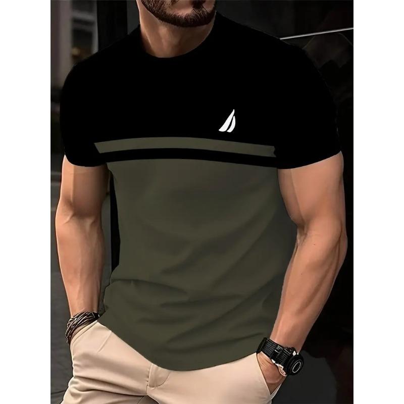 Sommer Rundhals 3D Streifenmuster Print Top Modische Lässige Kurzarm Herren T-Shirts