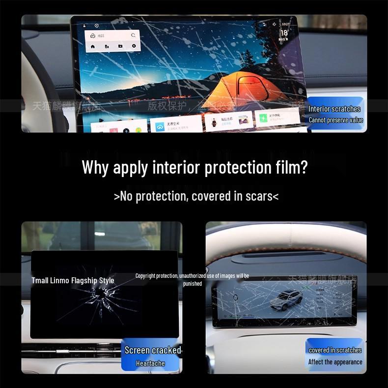 BAIC T5 Interior Protection Kit: Console Stickers, Screen Tempered Film, Steering Wheel, B-Pillar Accessories.