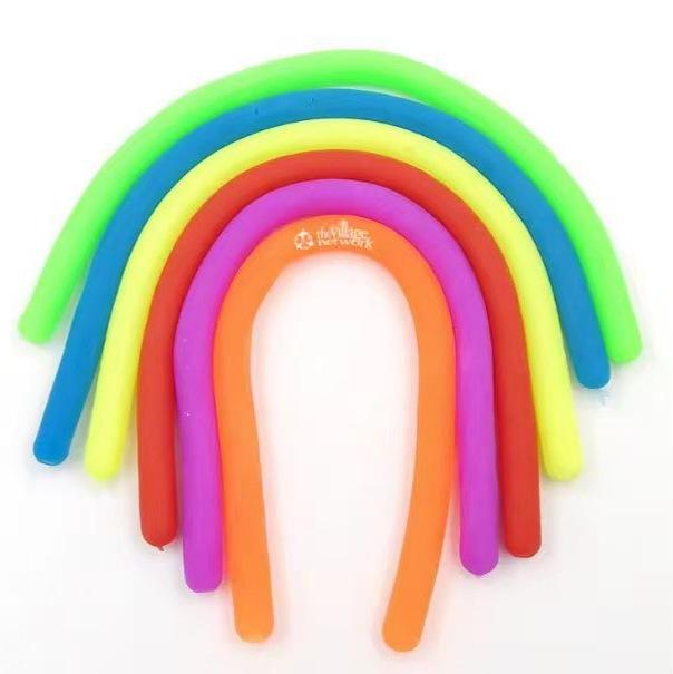 Stress Relief Toy Set: Noodle Rope, Fidget Cube, Decompression Net, Massage Ring, and Squishy.