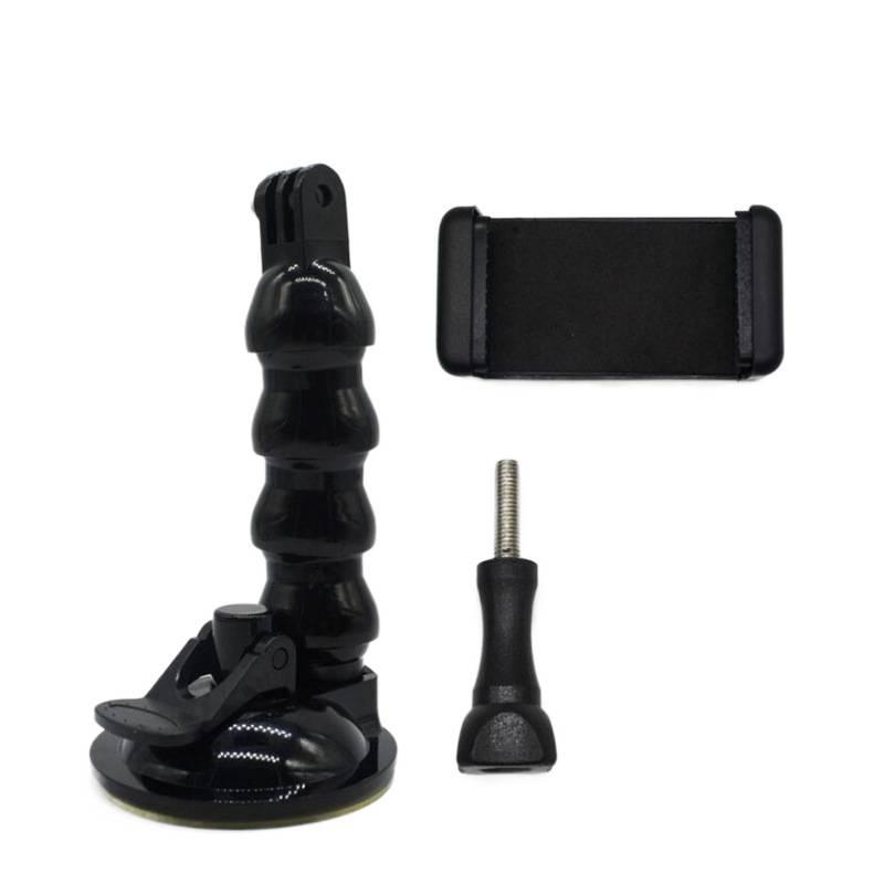 GoPro Snake Arm Suction Cup Mount: Universal 4-Section Action Camera Holder for Car.