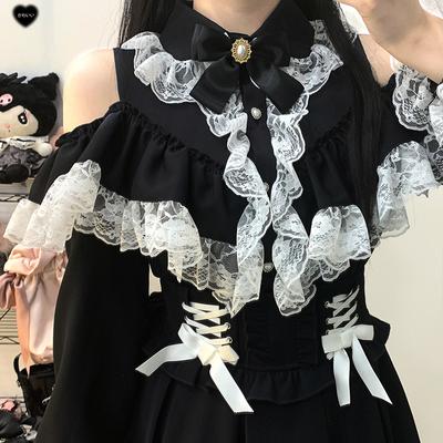 Camisas femininas kawaii jirai kei lolita y2k blusa estilo japonês fofa elegante manga comprida tops doces camisa estética casual