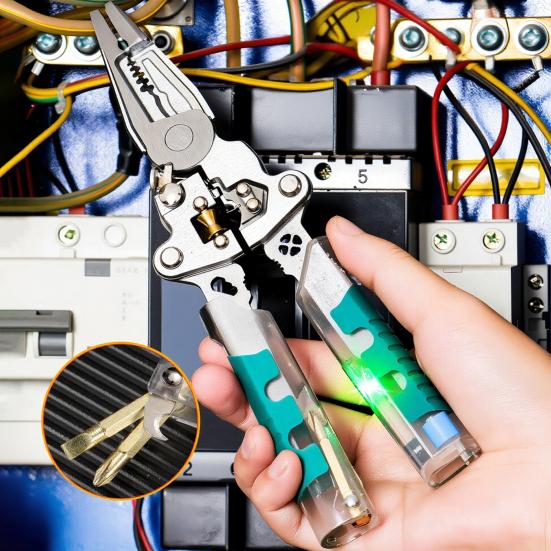Screwdriver Wire Stripper Ergonomic Non-Slip Handle Easy To Use Foldable Design Compact Multi-tool Electrician Pliers