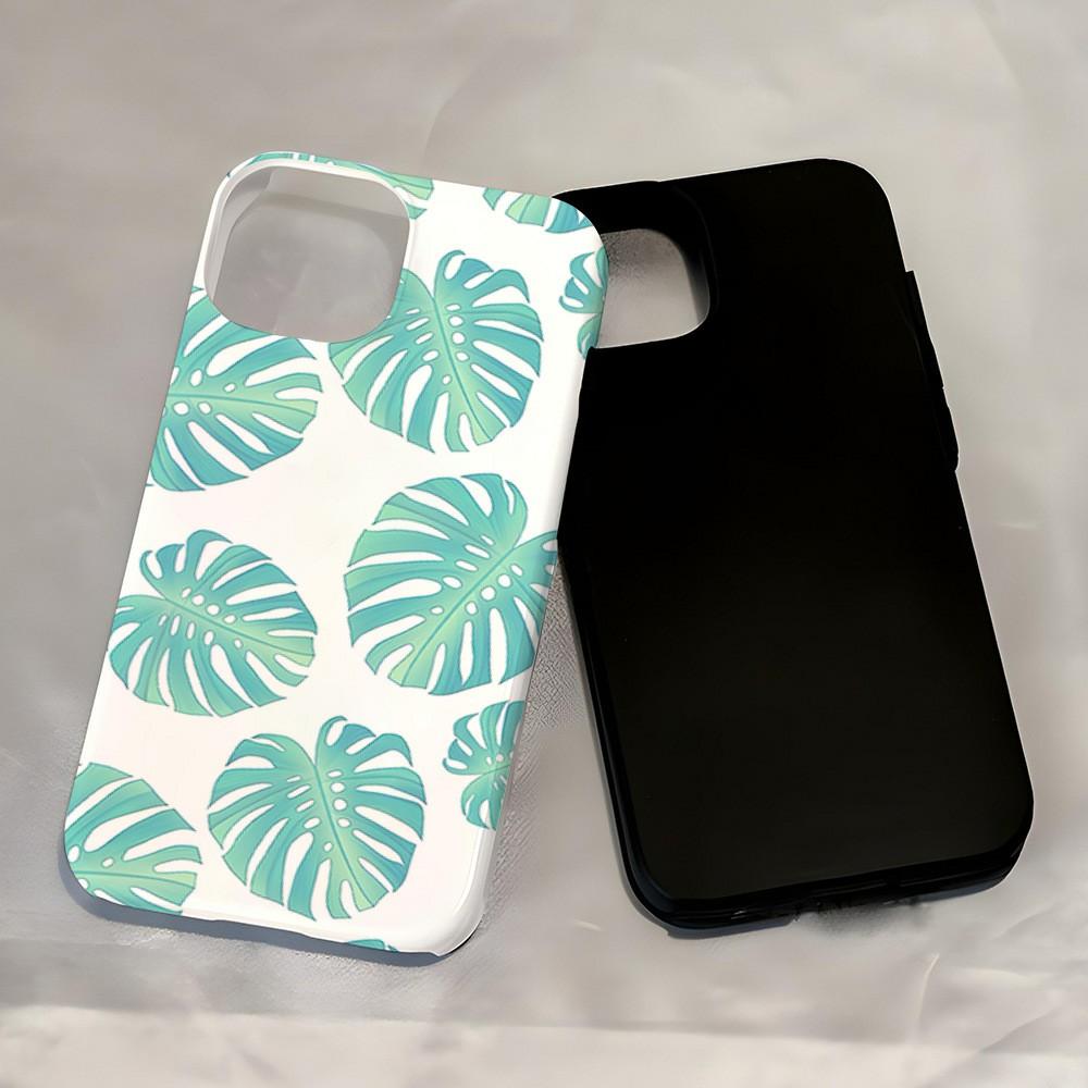 For iPhone 15 Pro Case Stylish Plant Pattern Shockproof PC + TPU Phone Back Cover